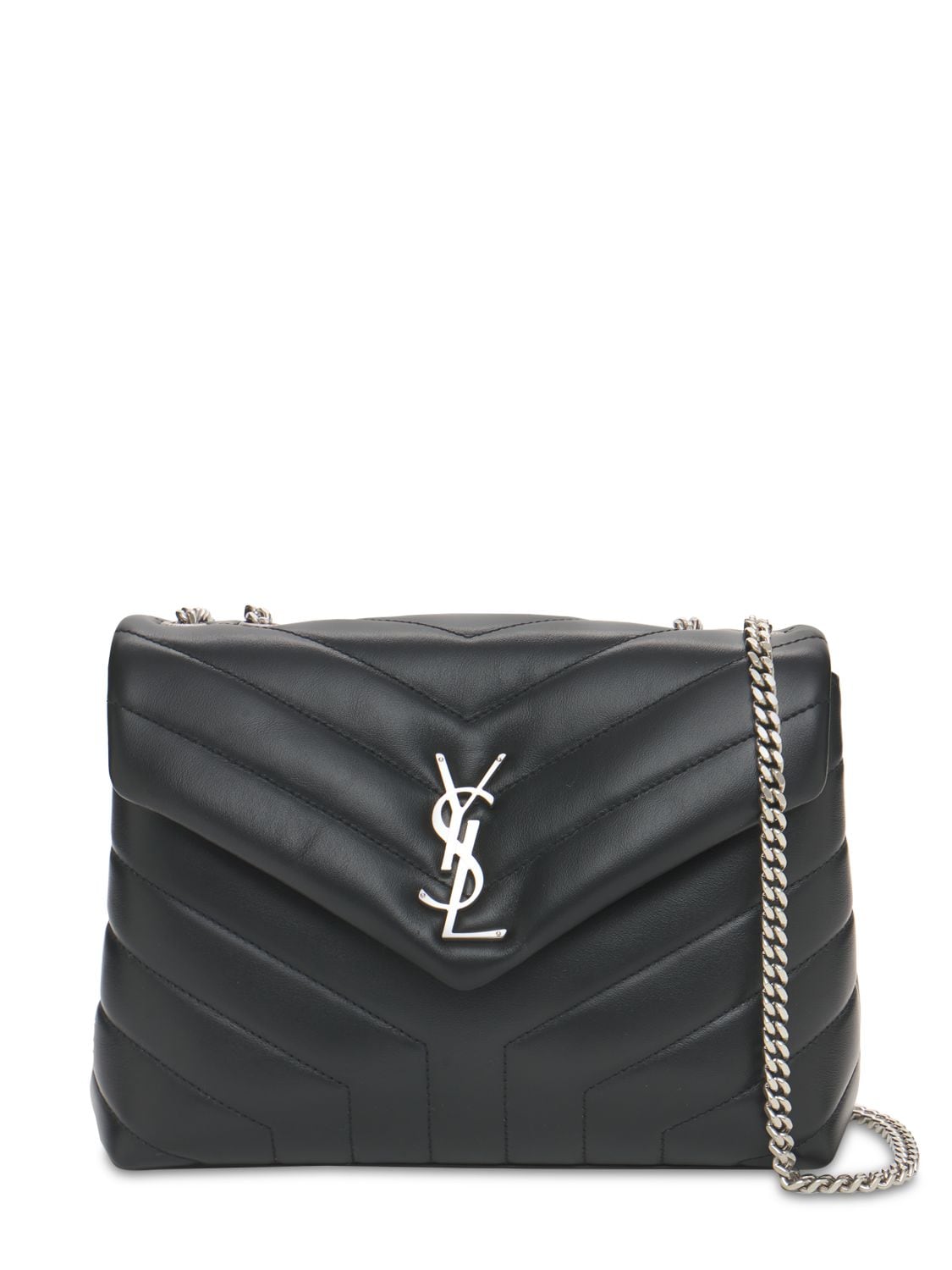 Saint Laurent Small Loulou Y-quilted Leather Bag In Black