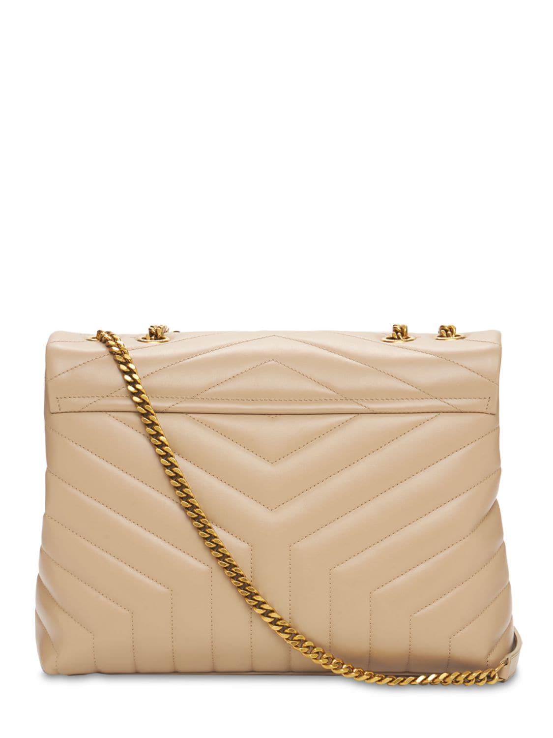 Shop Saint Laurent Medium Loulou Y-quilted Leather Bag In Dark Beige