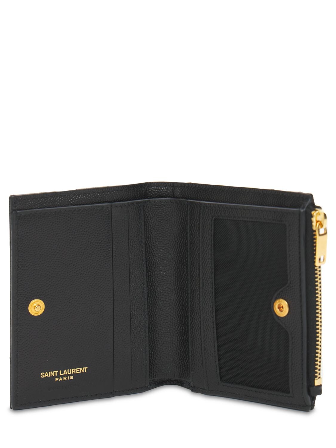 Shop Saint Laurent Cassandre Leather Bi-fold Wallet In Black