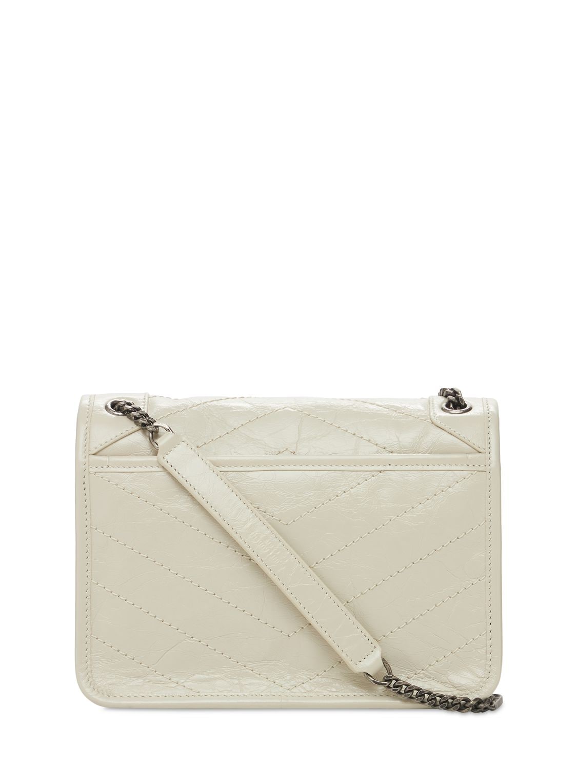Shop Saint Laurent Baby Niki Vintage Leather Shoulder Bag In Crema Soft