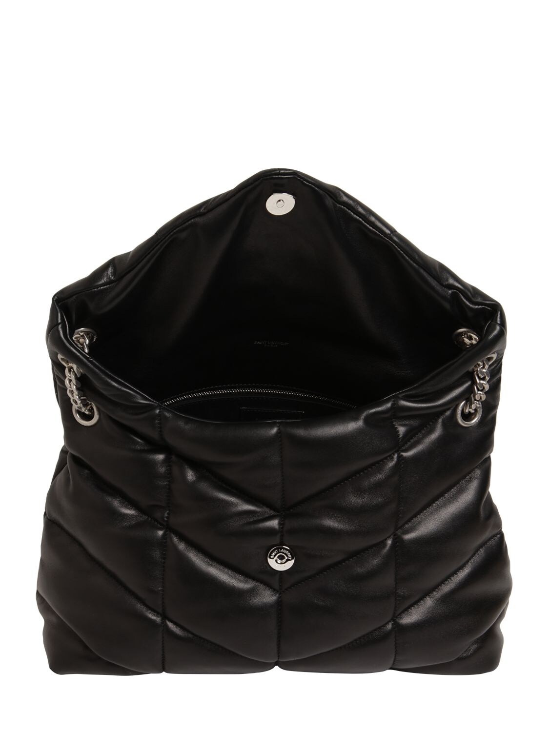 Shop Saint Laurent Small Puffer Leather Shoulder Bag In Black