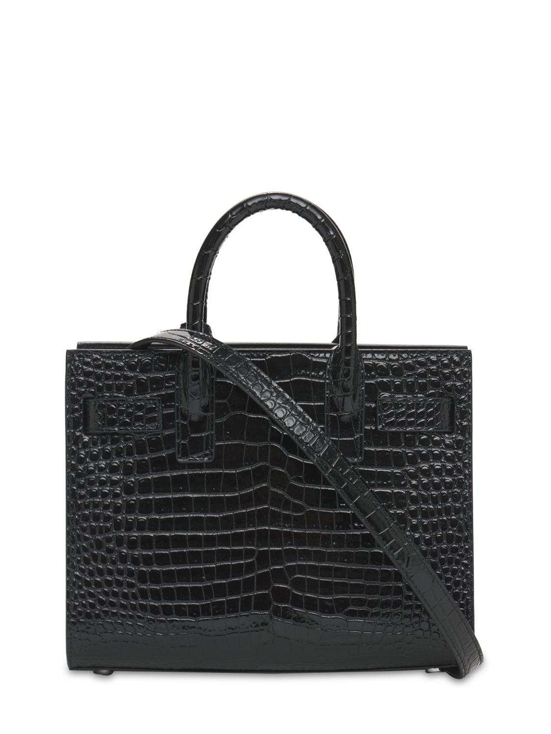 Shop Saint Laurent Nano Sac De Jour Croc Embossed Bag In Nero,nero