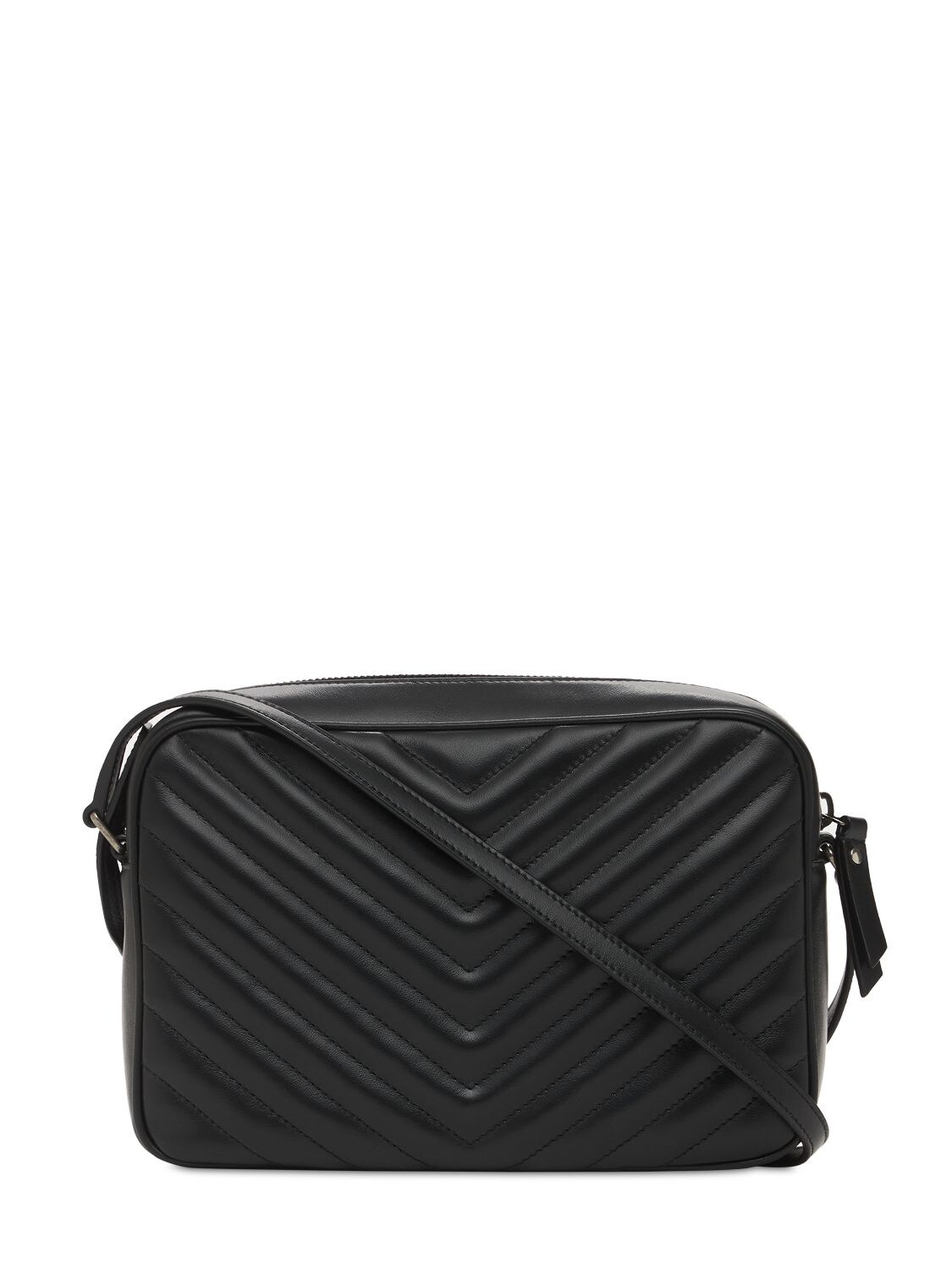 Shop Saint Laurent Lou Quilted Leather Camera Bag In Black