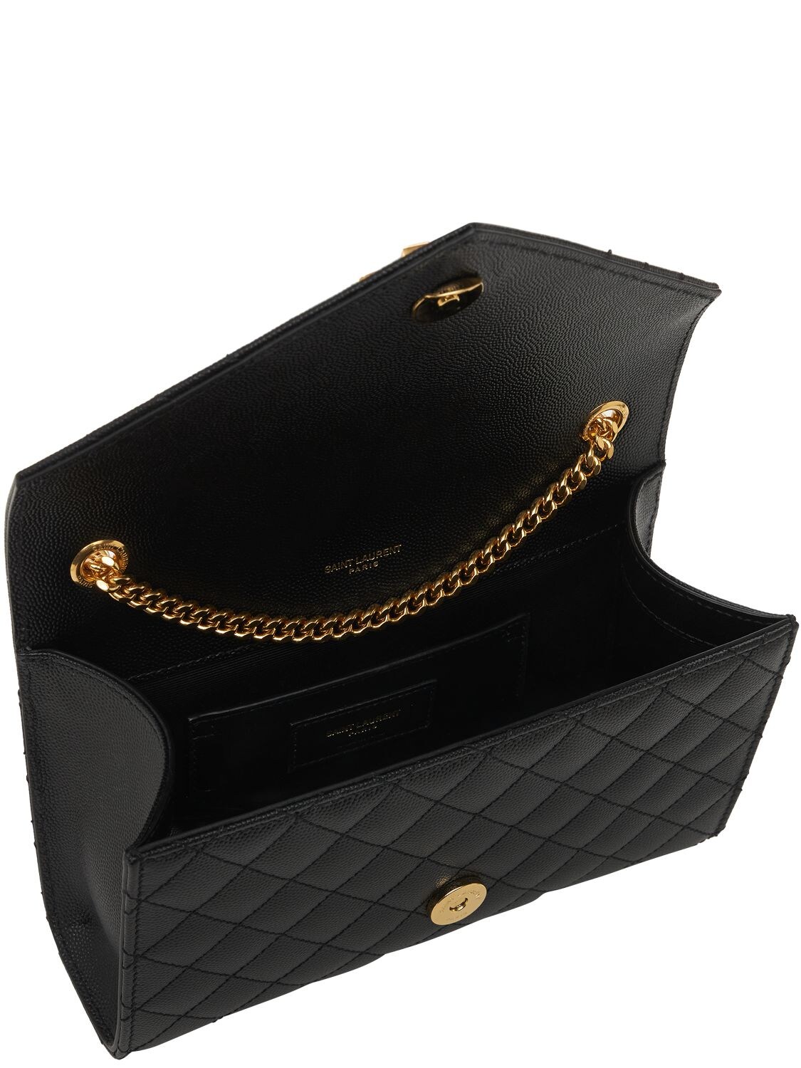 Shop Saint Laurent Small Envelope Quilted Grain Leather Bag In Nero,nero