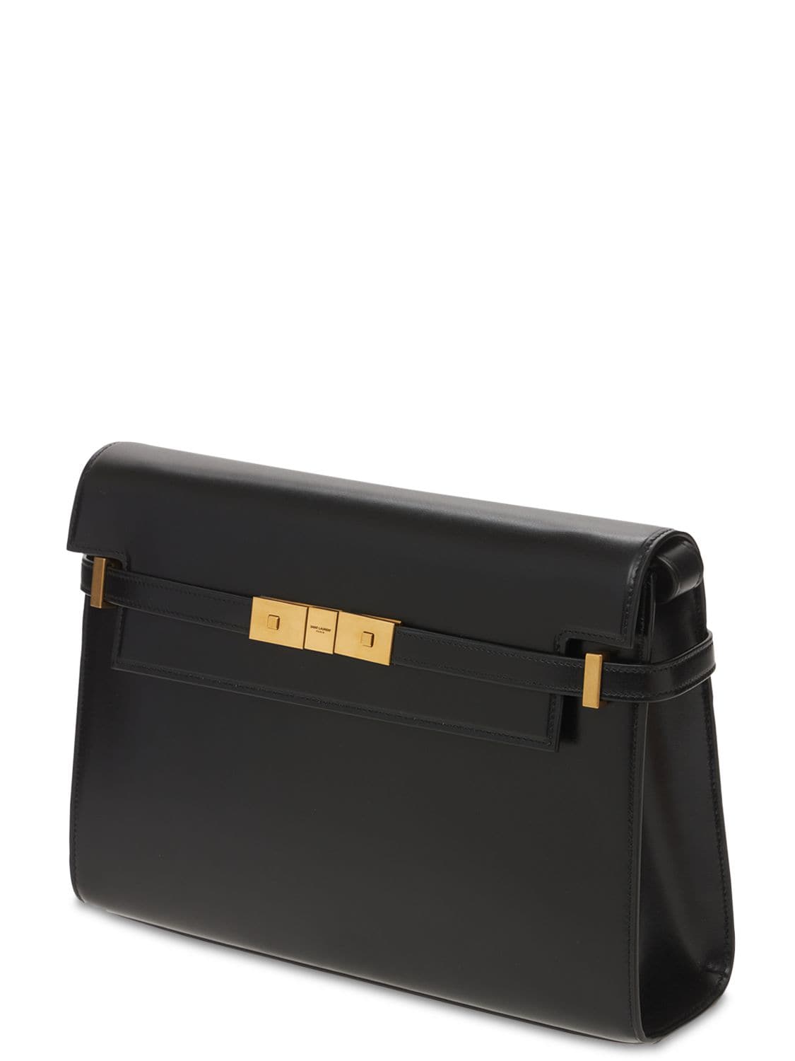 Shop Saint Laurent Manhattan Box Leather Shoulder Bag In Black