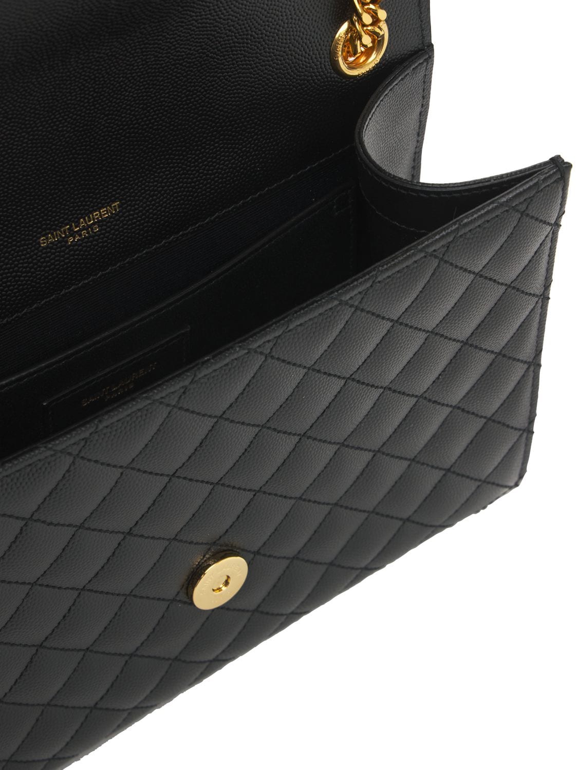 Shop Saint Laurent Medium Envelope Quilted Leather Bag In Nero,nero
