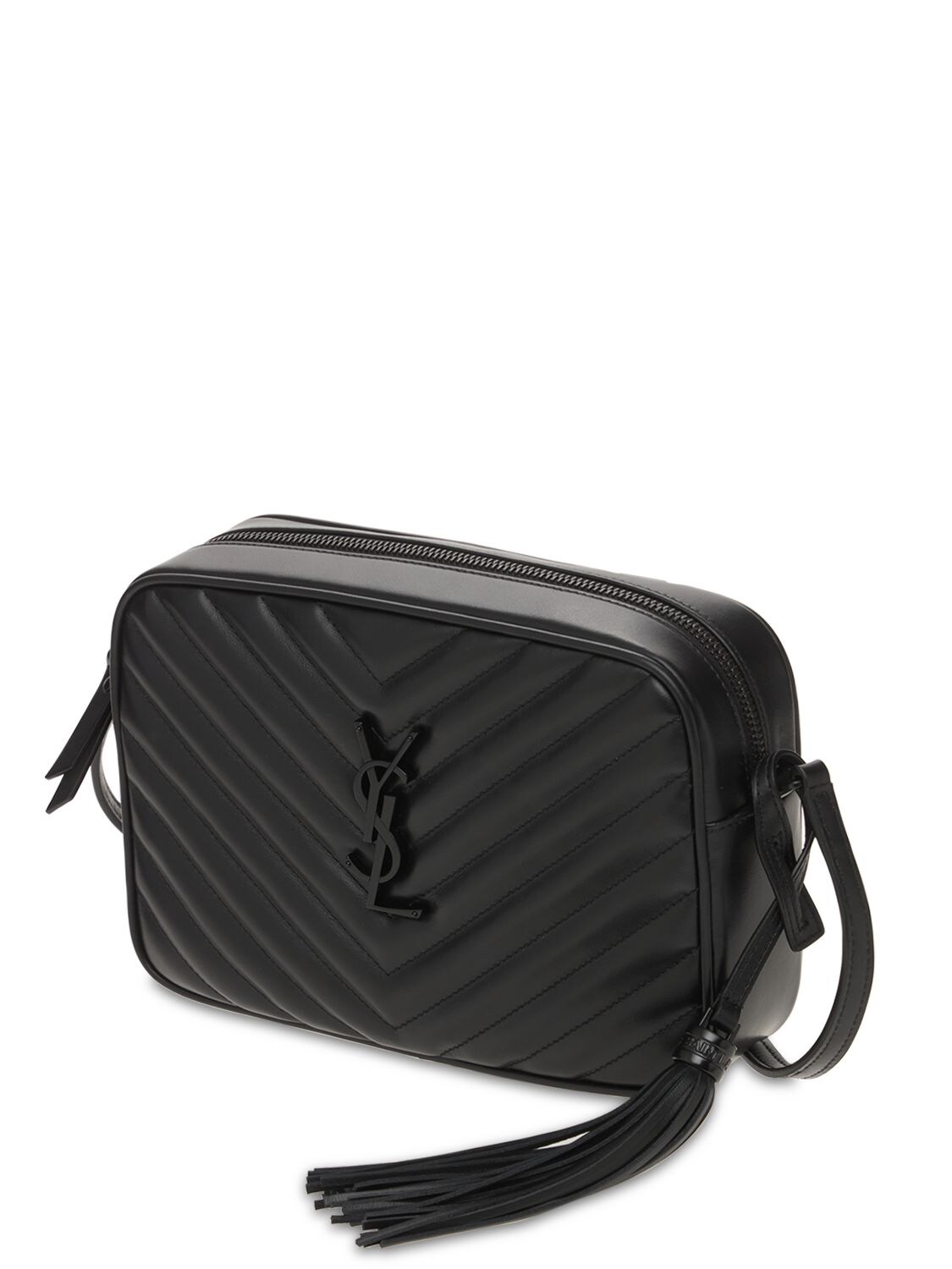 Shop Saint Laurent Lou Quilted Leather Camera Bag In Black
