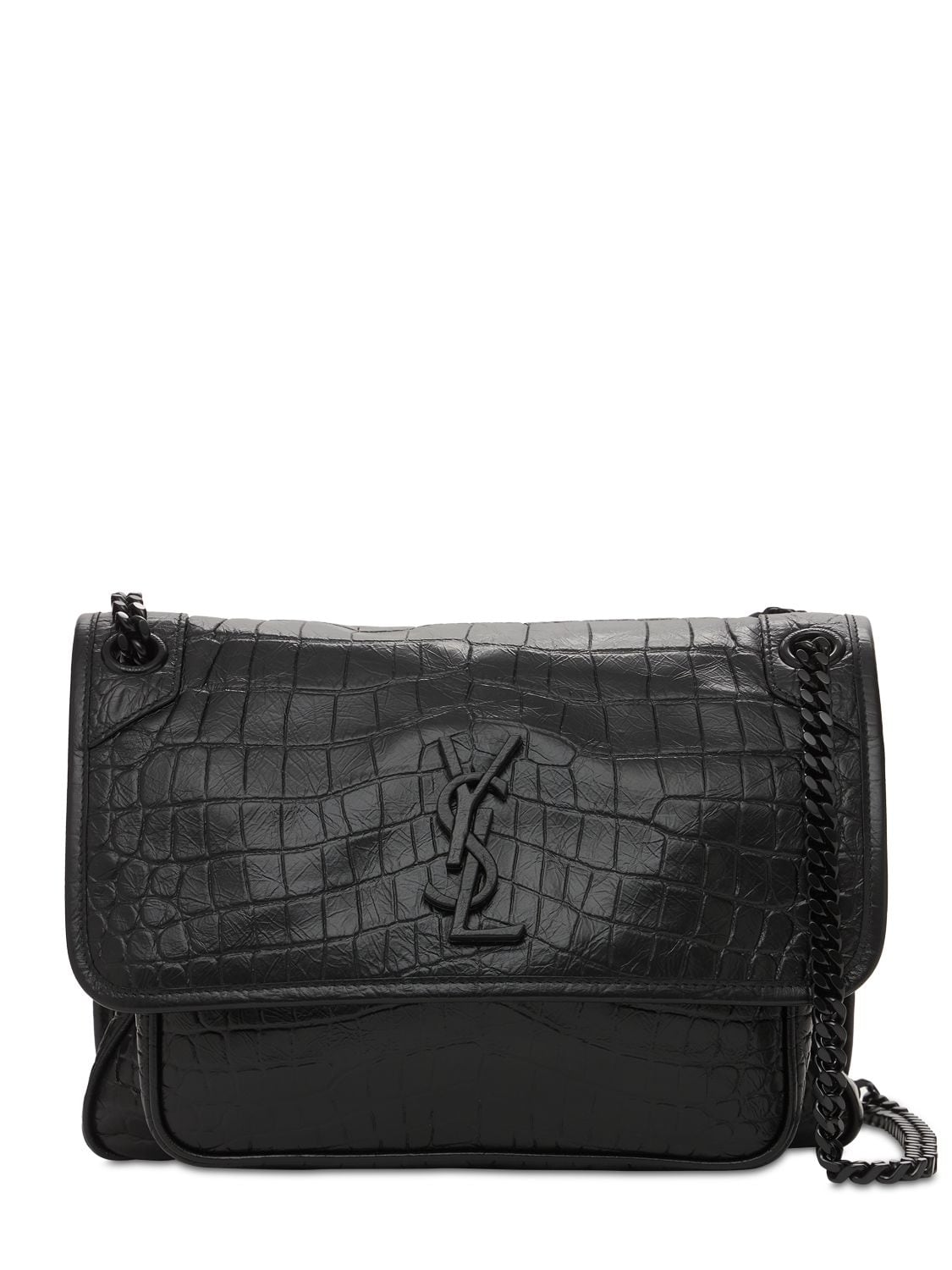 Image of Medium Niki Croc Embossed Leather Bag