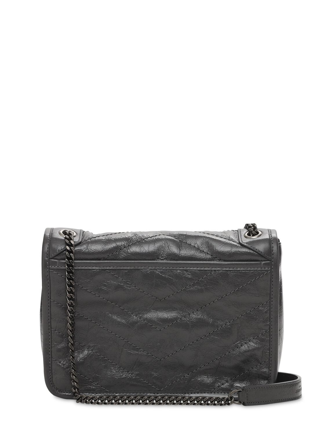 Shop Saint Laurent Baby Niki Vintage Leather Shoulder Bag In Storm