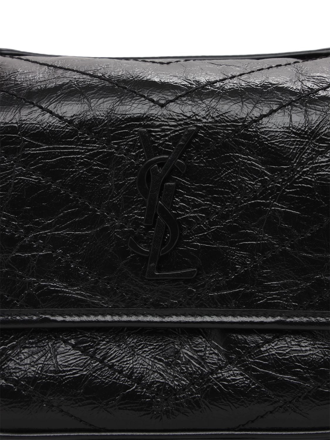 Shop Saint Laurent Baby Niki Vintage Leather Shoulder Bag In Black