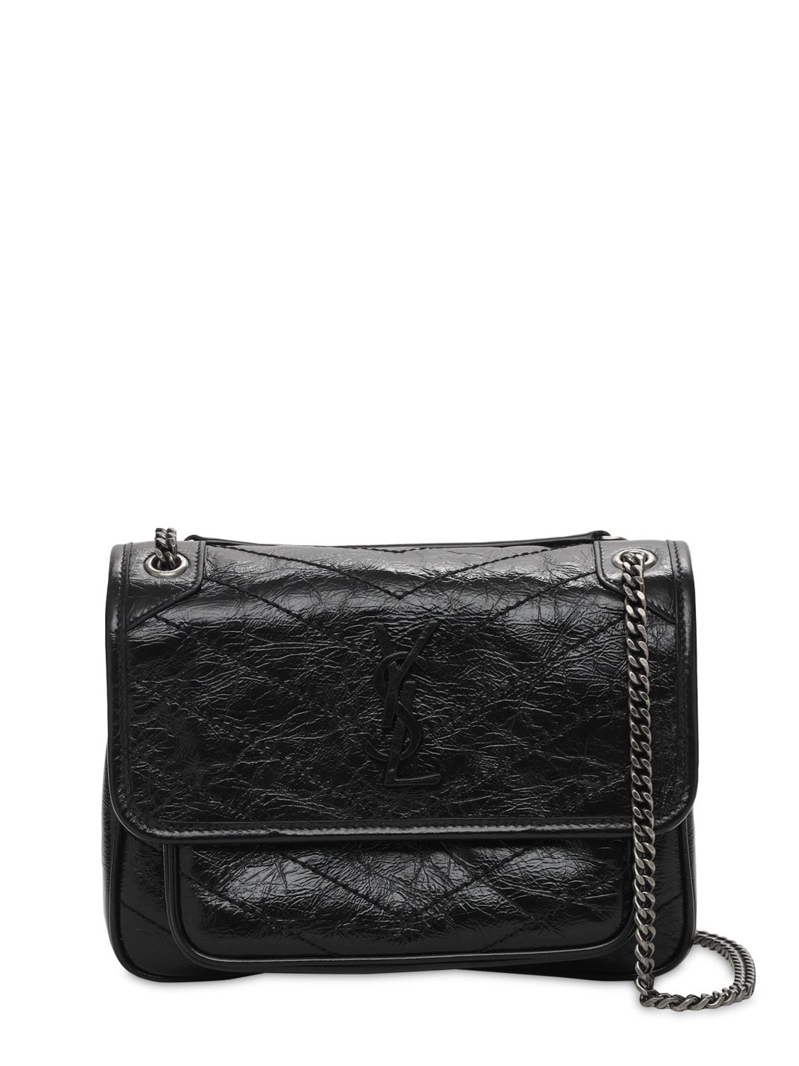 Saint Laurent Niki Monogram Vintage Effect Leather Bag In Black