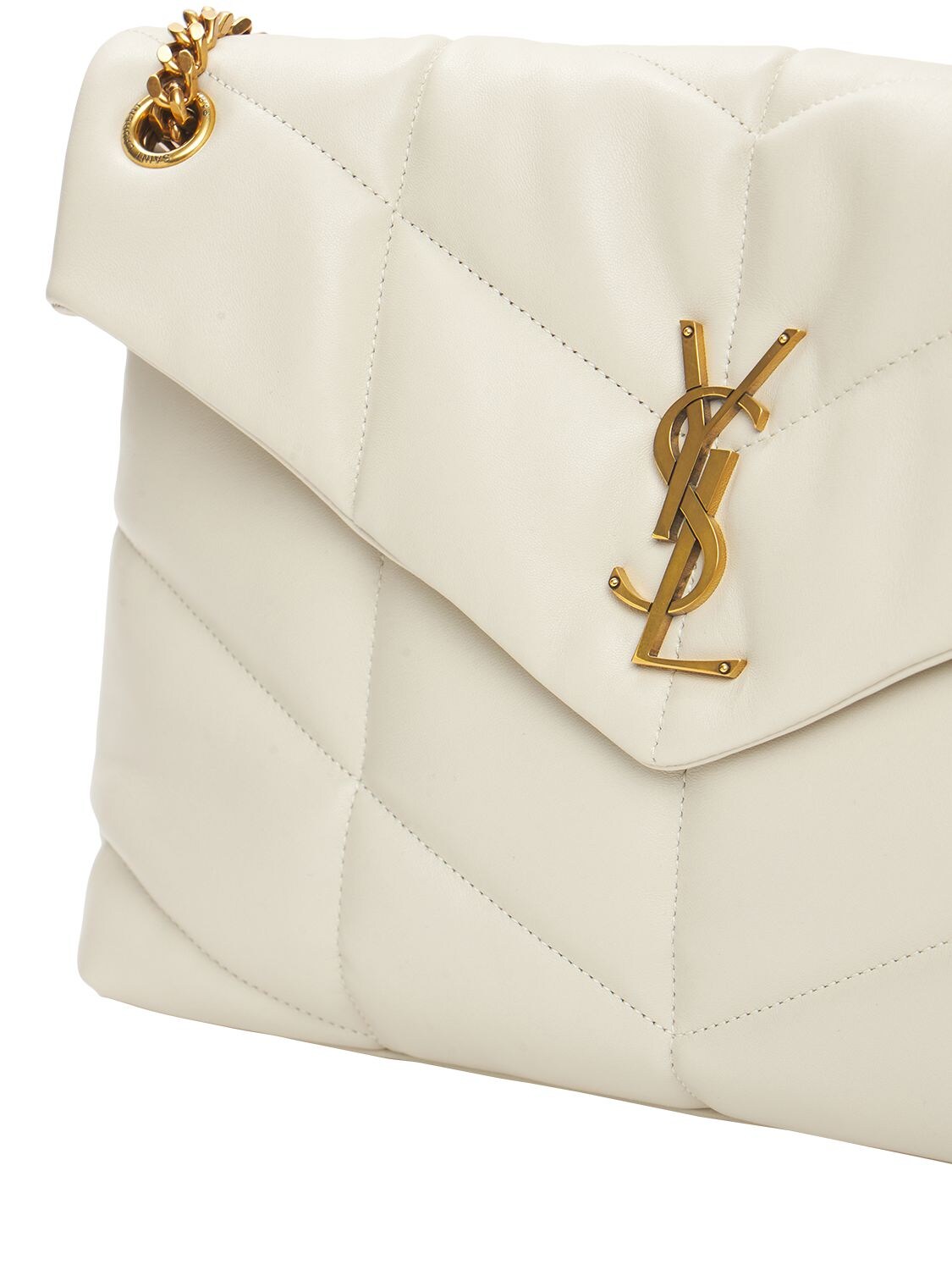 Shop Saint Laurent Medium Puffer Shoulder Bag In Crema Soft