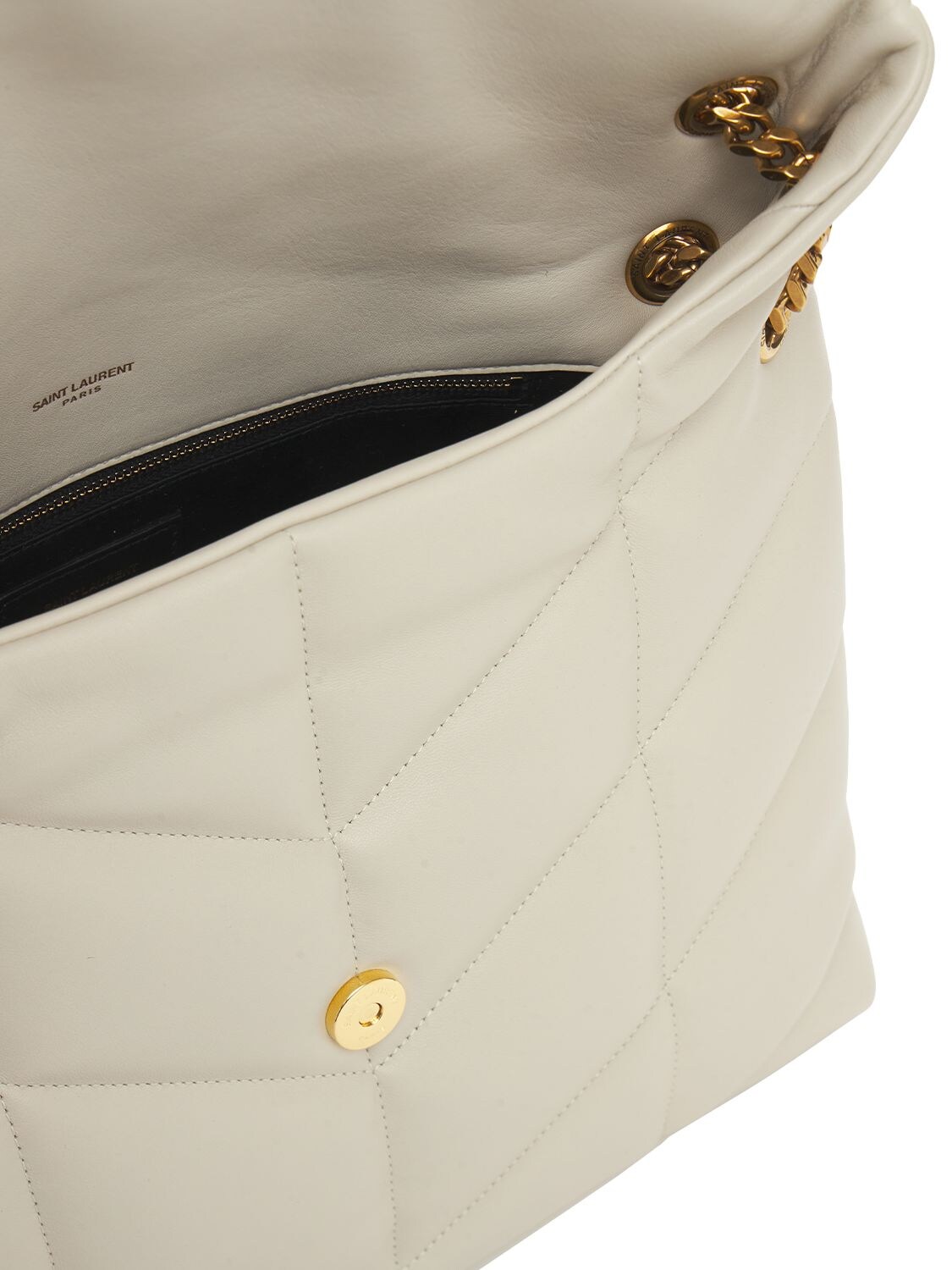 Shop Saint Laurent Medium Puffer Shoulder Bag In Crema Soft