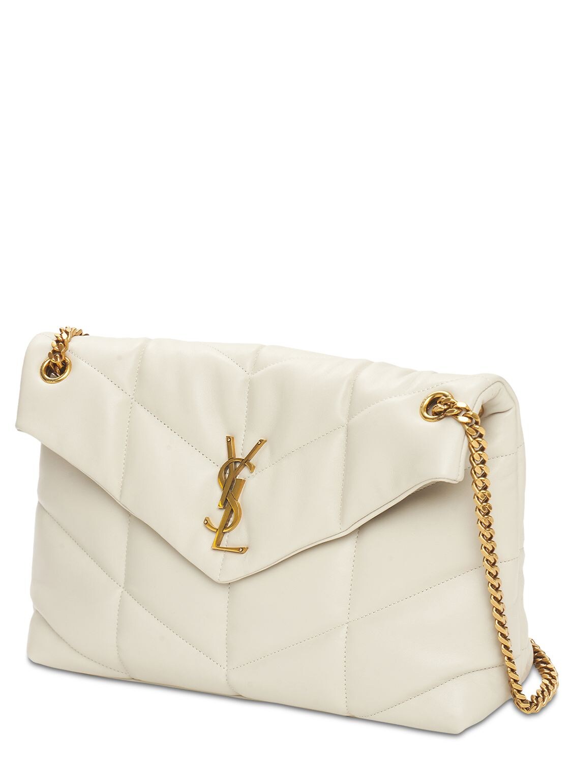 Shop Saint Laurent Medium Puffer Shoulder Bag In Crema Soft