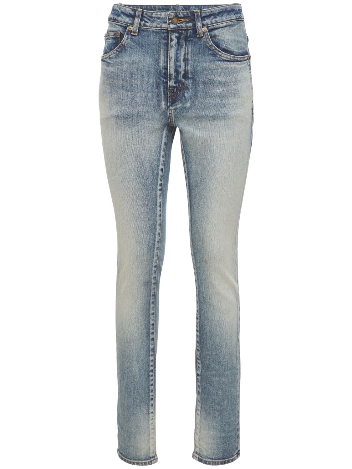 Shop Saint Laurent Skinny Cotton Denim Jeans