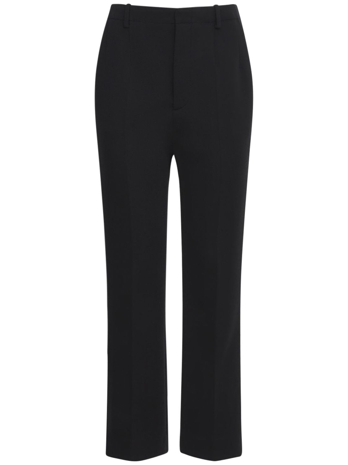 Saint Laurent Wool Blend Jersey Wide Leg Pants In Black
