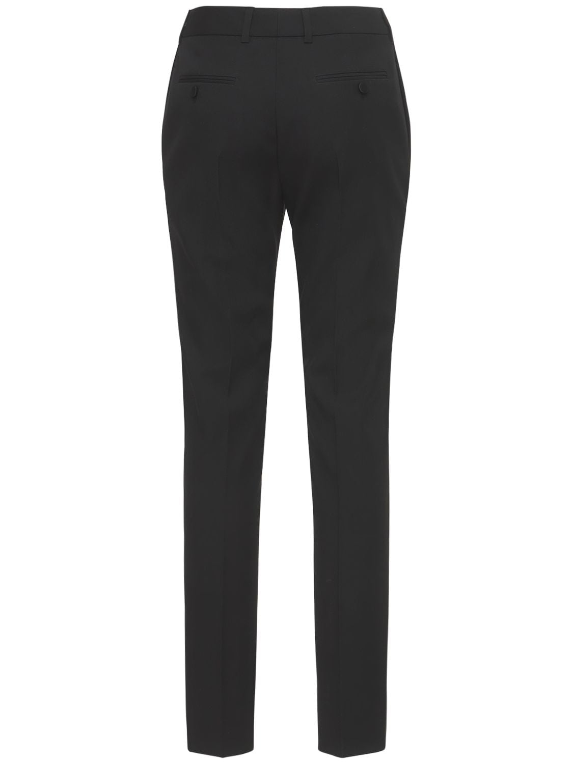 Shop Saint Laurent Straight Wool Tuxedo Pants In Black