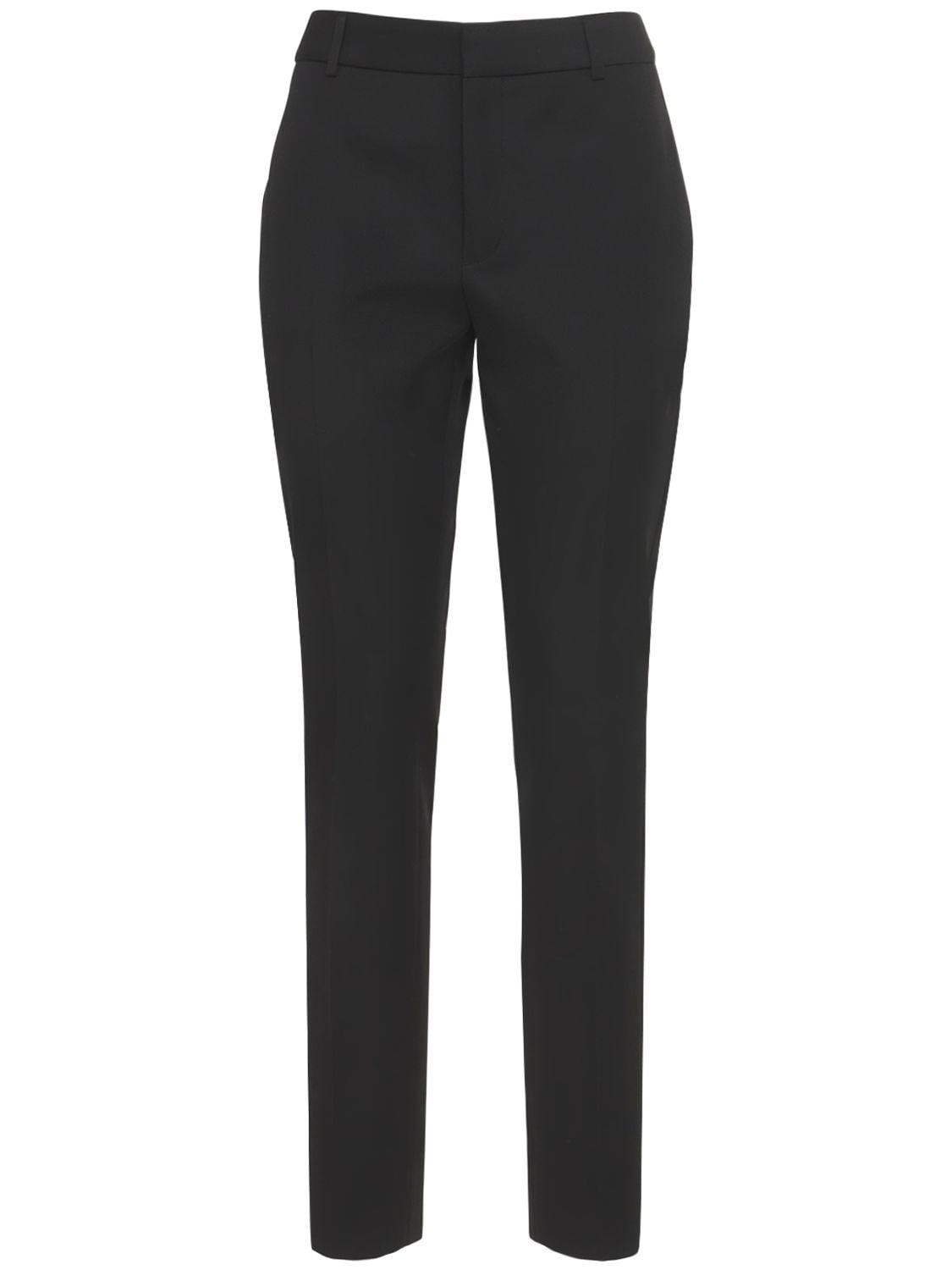 Shop Saint Laurent Straight Wool Tuxedo Pants In Black