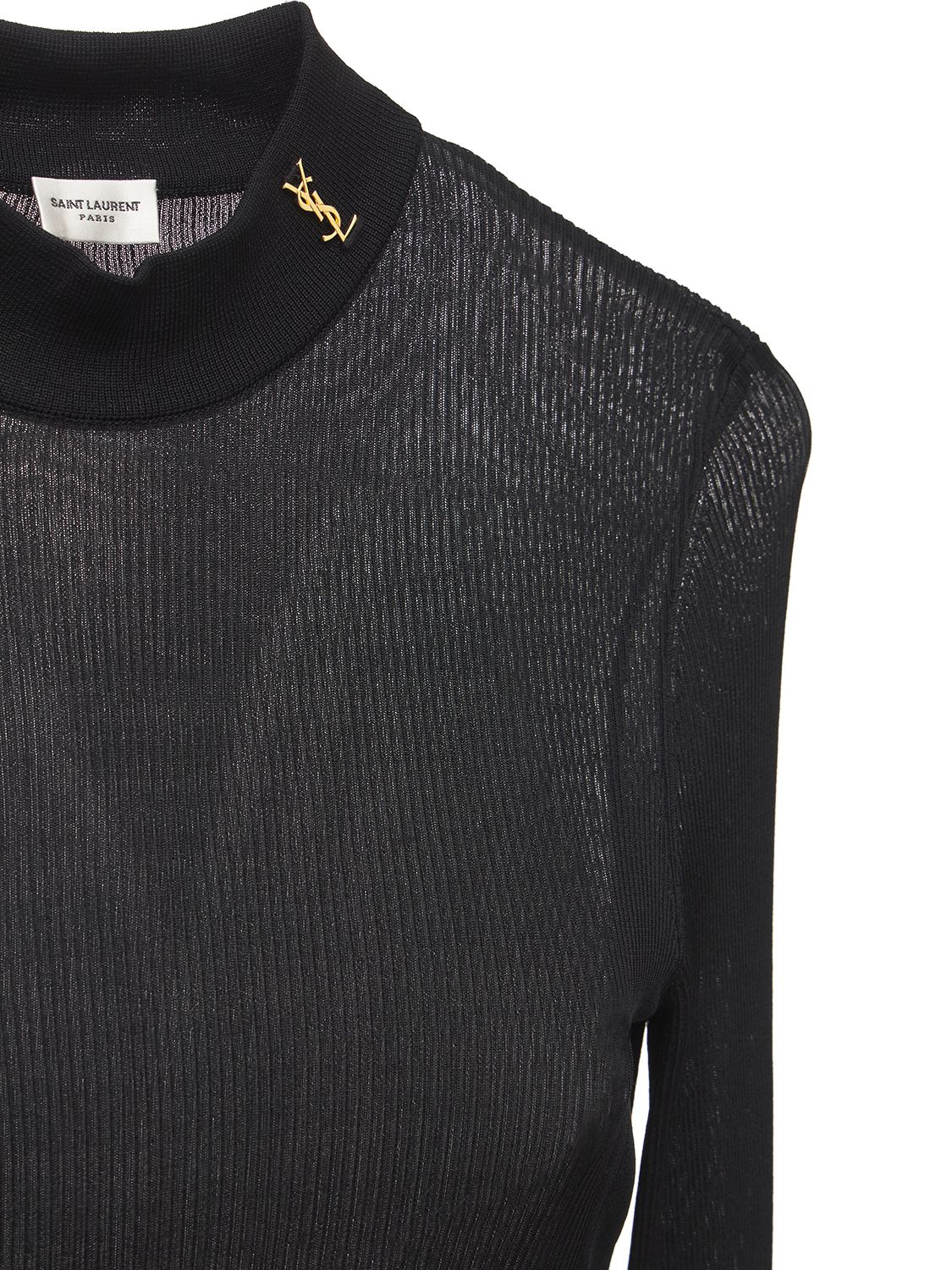 Shop Saint Laurent Silk Knit Top In Noir