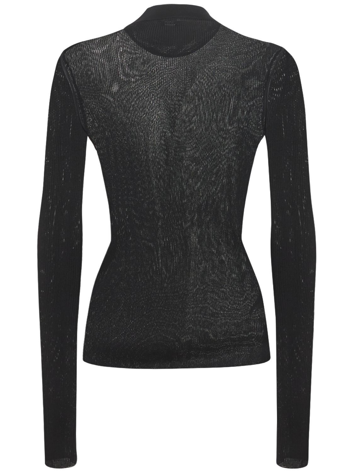 Shop Saint Laurent Silk Knit Top In Noir