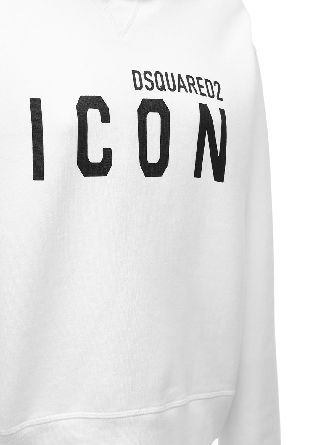 Shop Dsquared2 Icon Logo Print Cotton Jersey Hoodie In White