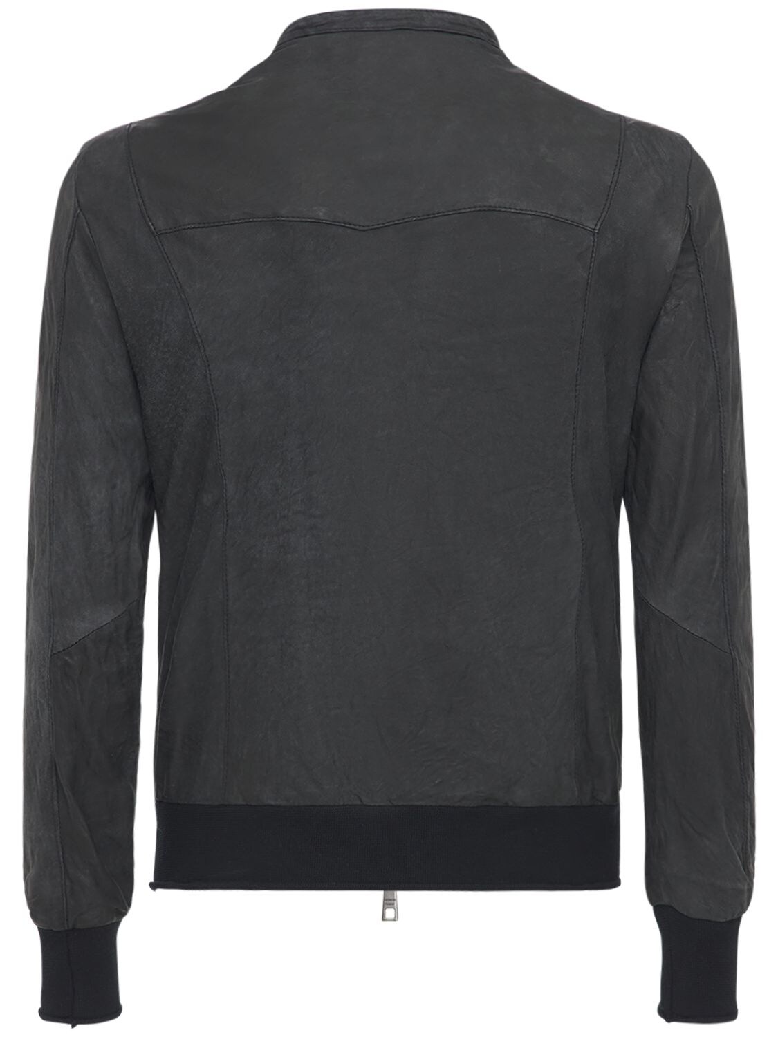 Shop Giorgio Brato Brushed Leather Bomber Jacket In Black