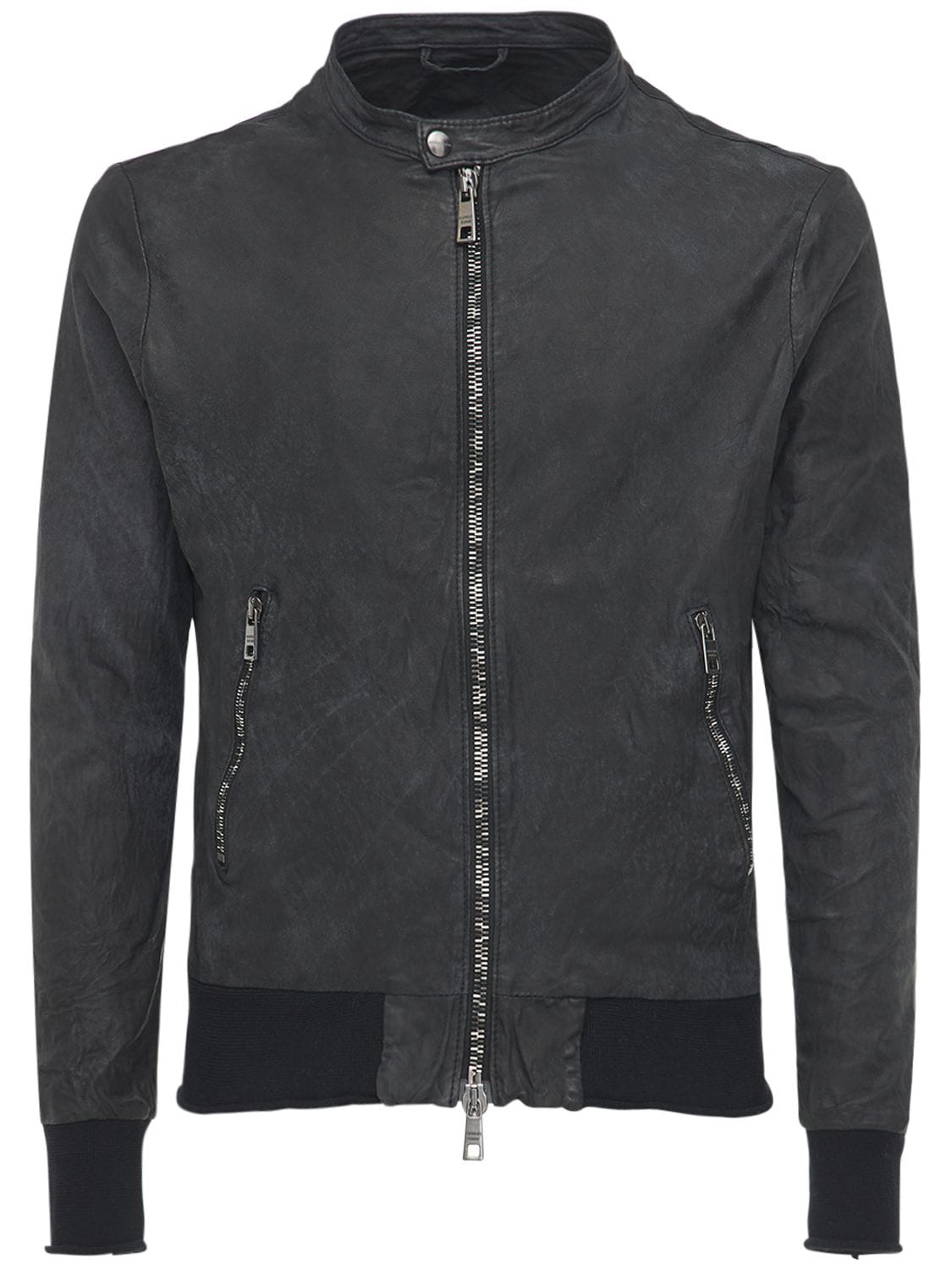 Giorgio Brato Leather Bomber Jacket In Black | ModeSens
