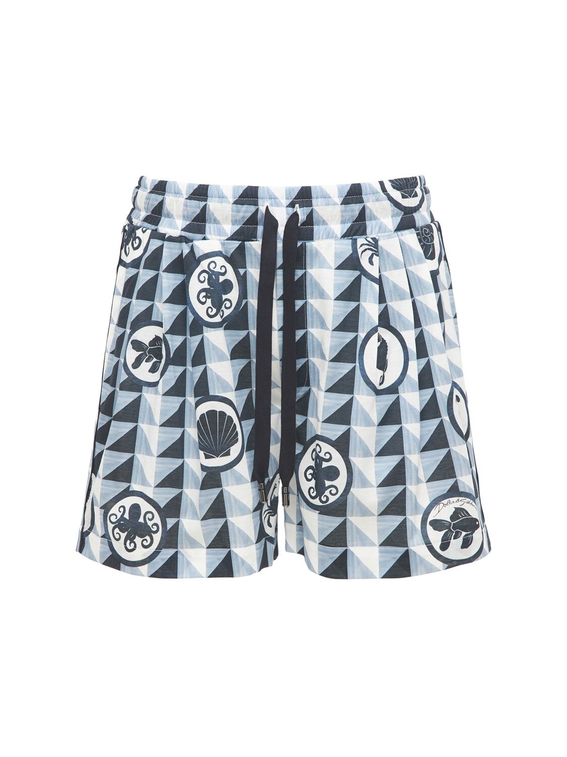 DOLCE & GABBANA GEOMETRIC PRINT COTTON POPLIN SHORTS,73I0B2004-SEIXVFC1