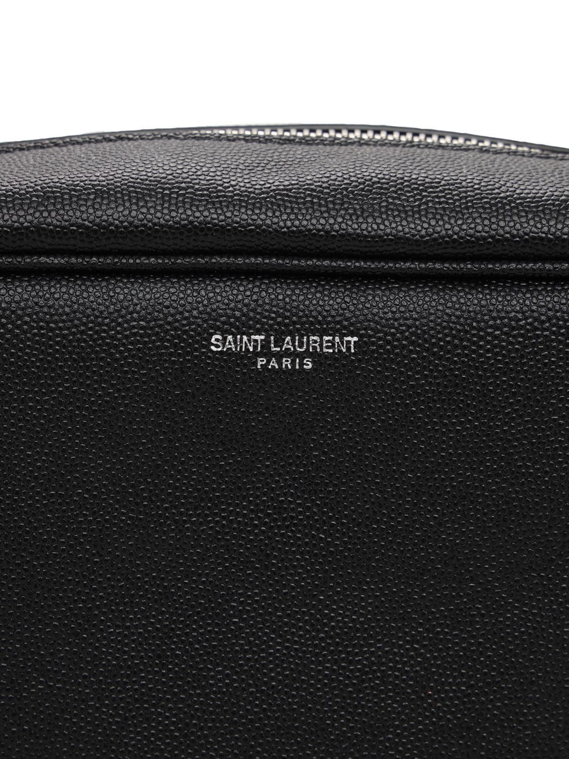 Shop Saint Laurent Logo Leather Toiletry Bag In Black