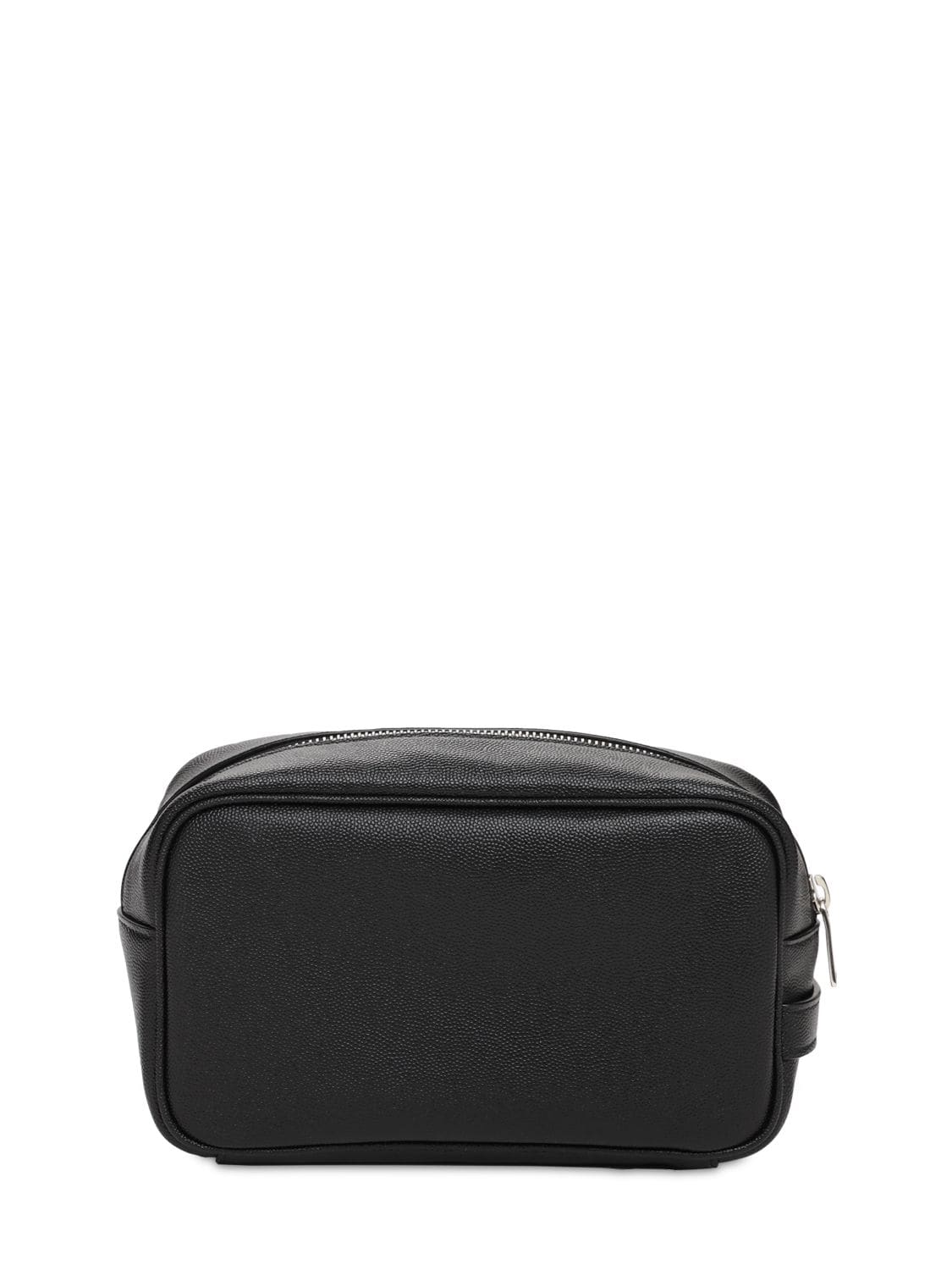 Shop Saint Laurent Logo Leather Toiletry Bag In Black