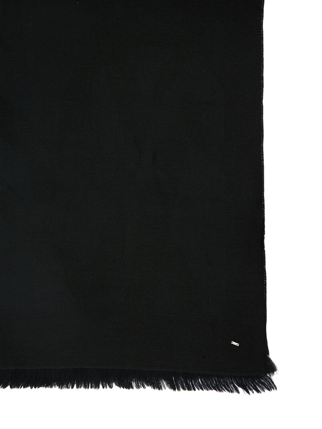 Shop Saint Laurent Ysl Jacquard Wool Scarf In Black