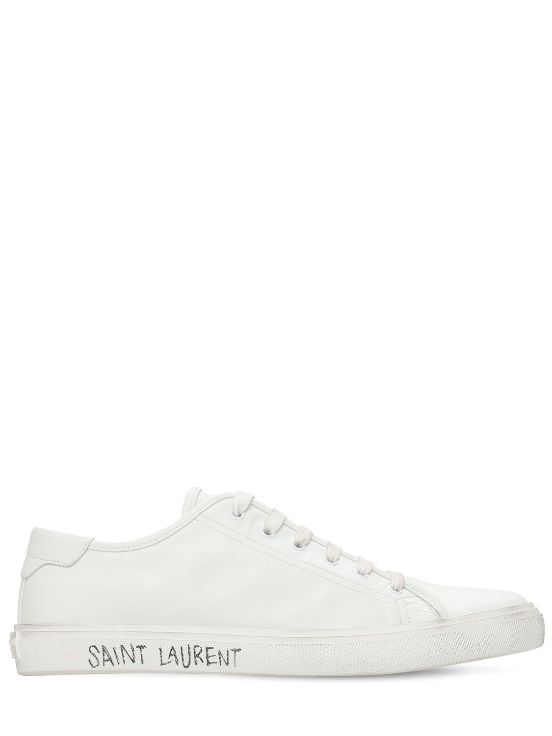 Shop Saint Laurent Malibu Leather Sneakers In White