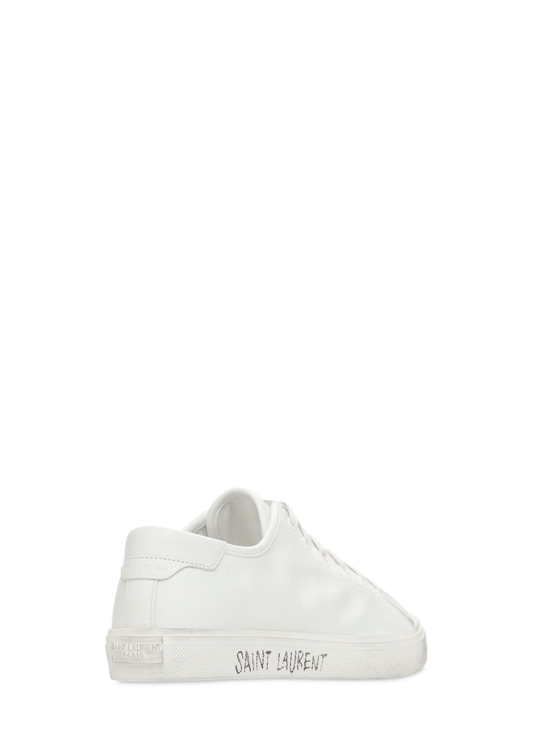 Shop Saint Laurent Malibu Leather Sneakers In White