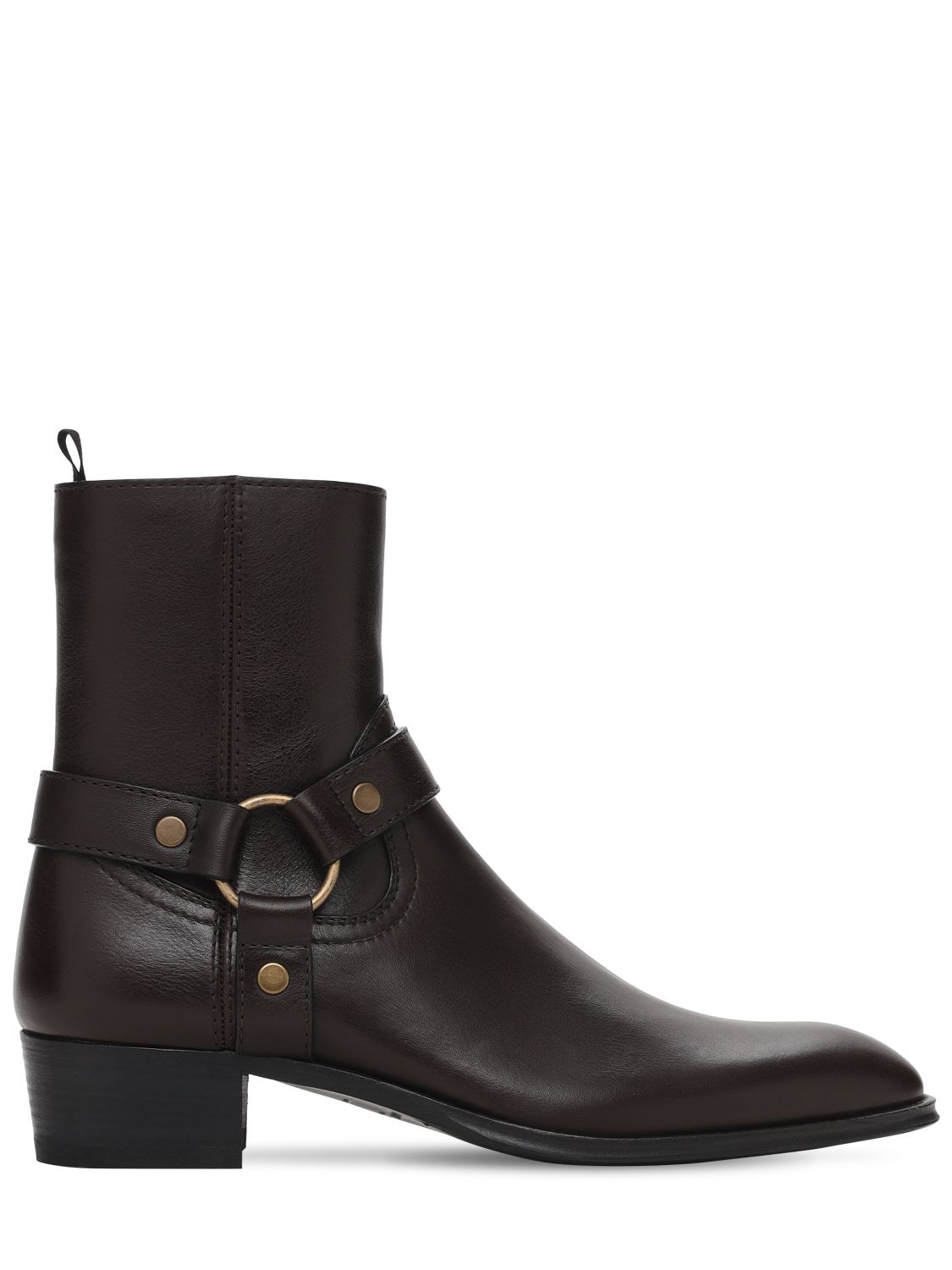 40mm Wyatt Belted Leather Cropped Boots