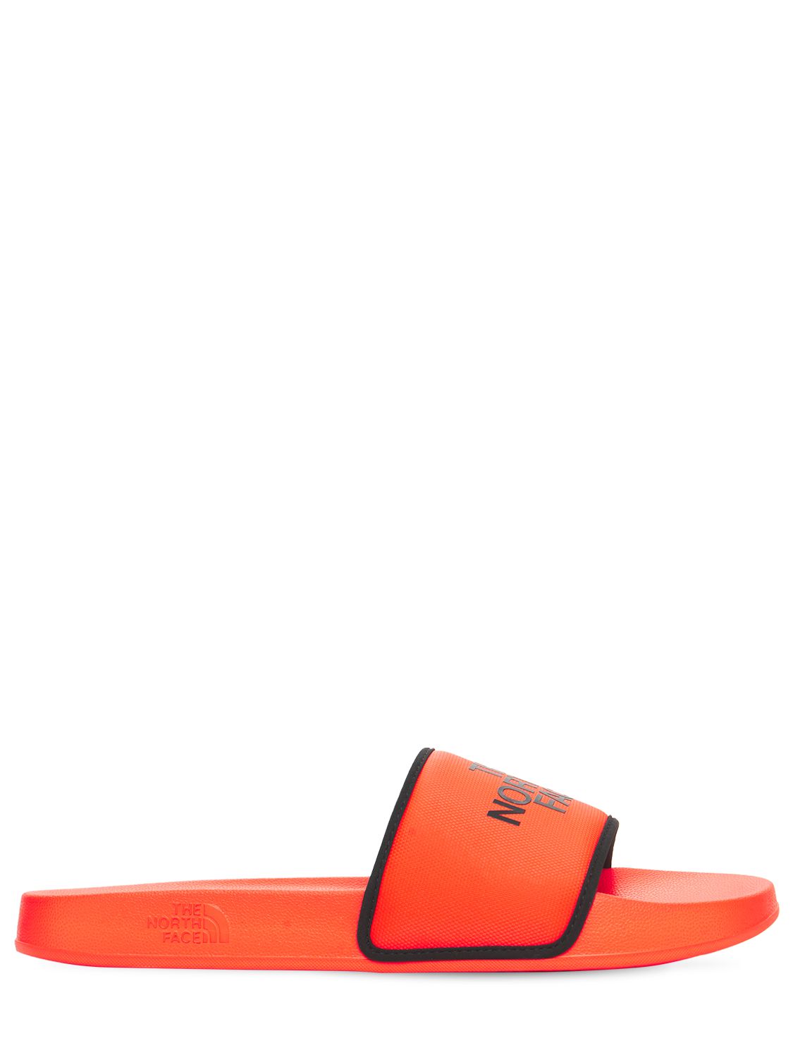 The North Face Base Camp Sliders In Orange In Flame,tnf Black