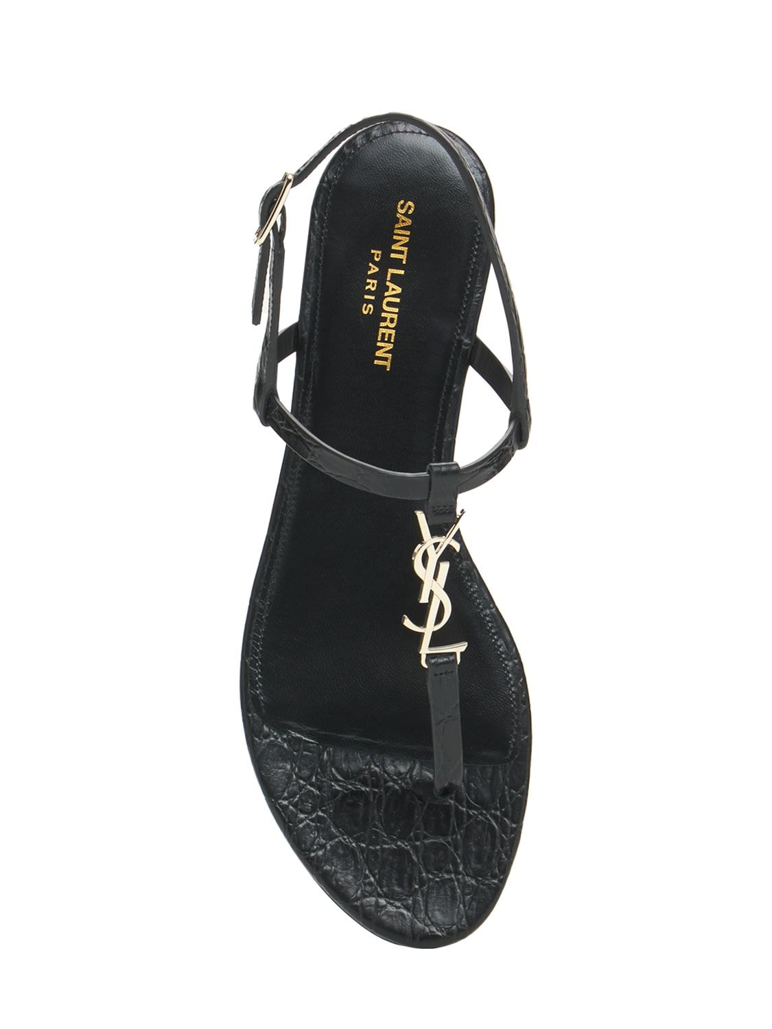 Shop Saint Laurent 10mm Cassandra Leather Thong Sandals In 블랙