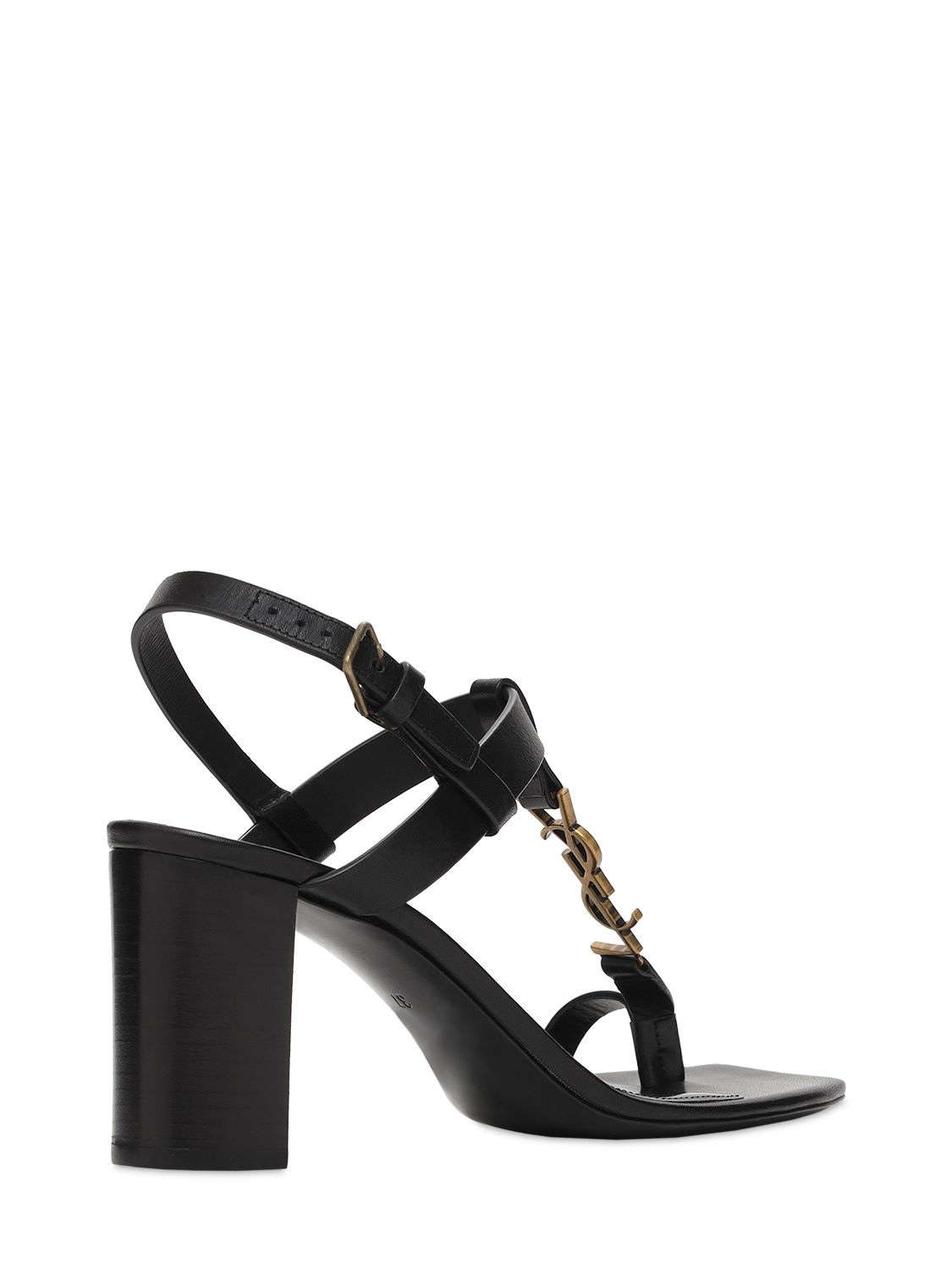 Shop Saint Laurent 75mm Cassandra Leather Sandals In Black