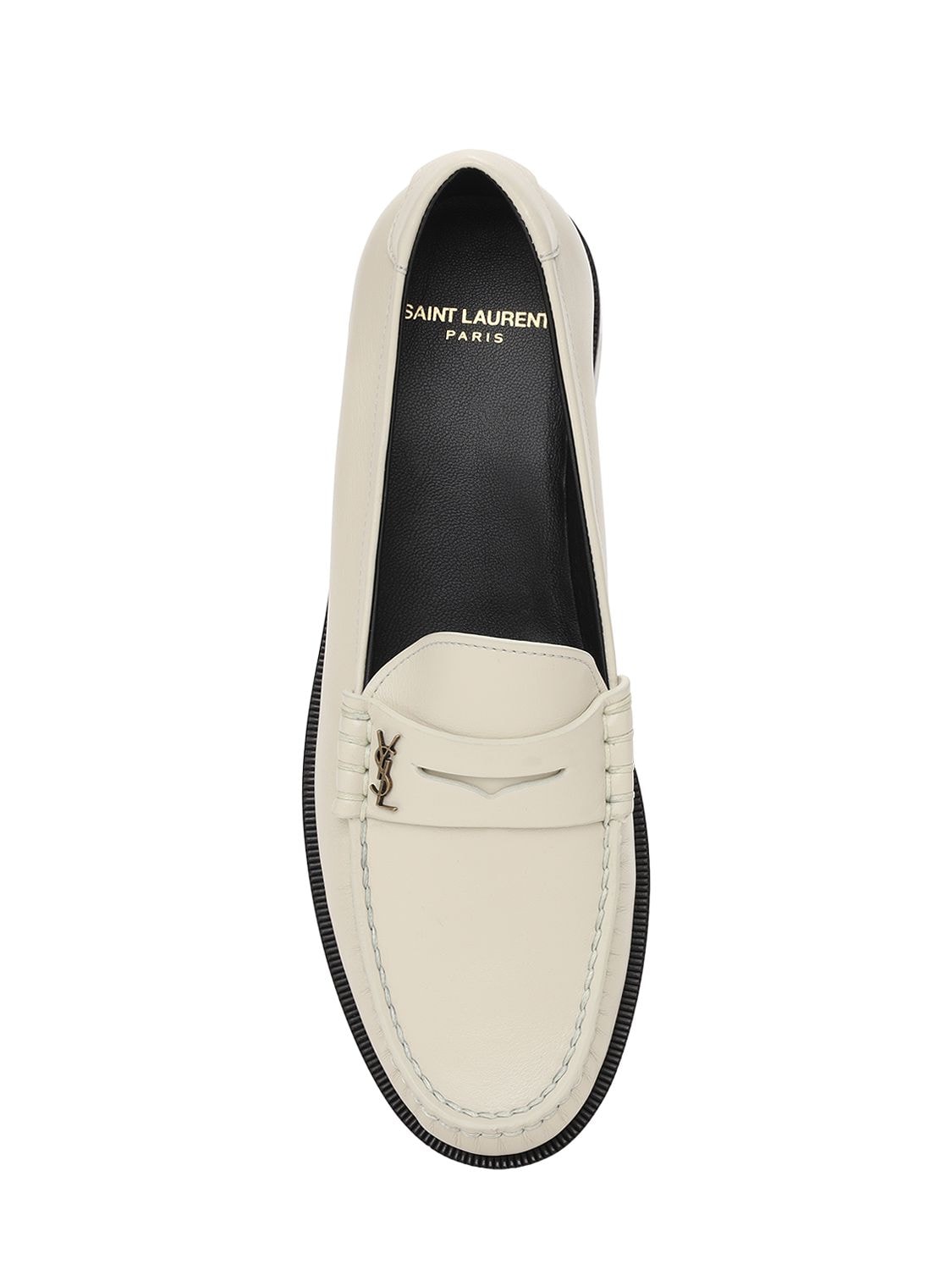 Shop Saint Laurent 15mm Le Leather Loafers In Pearl