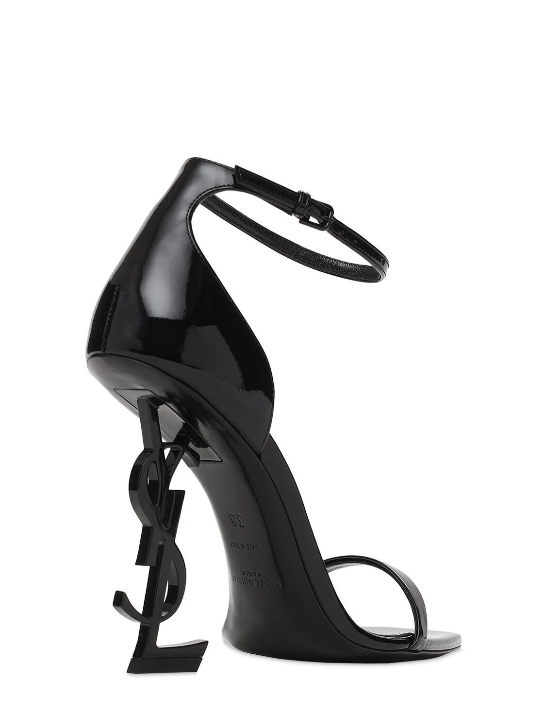 Shop Saint Laurent 110mm Opyum Patent Leather Sandals In Black