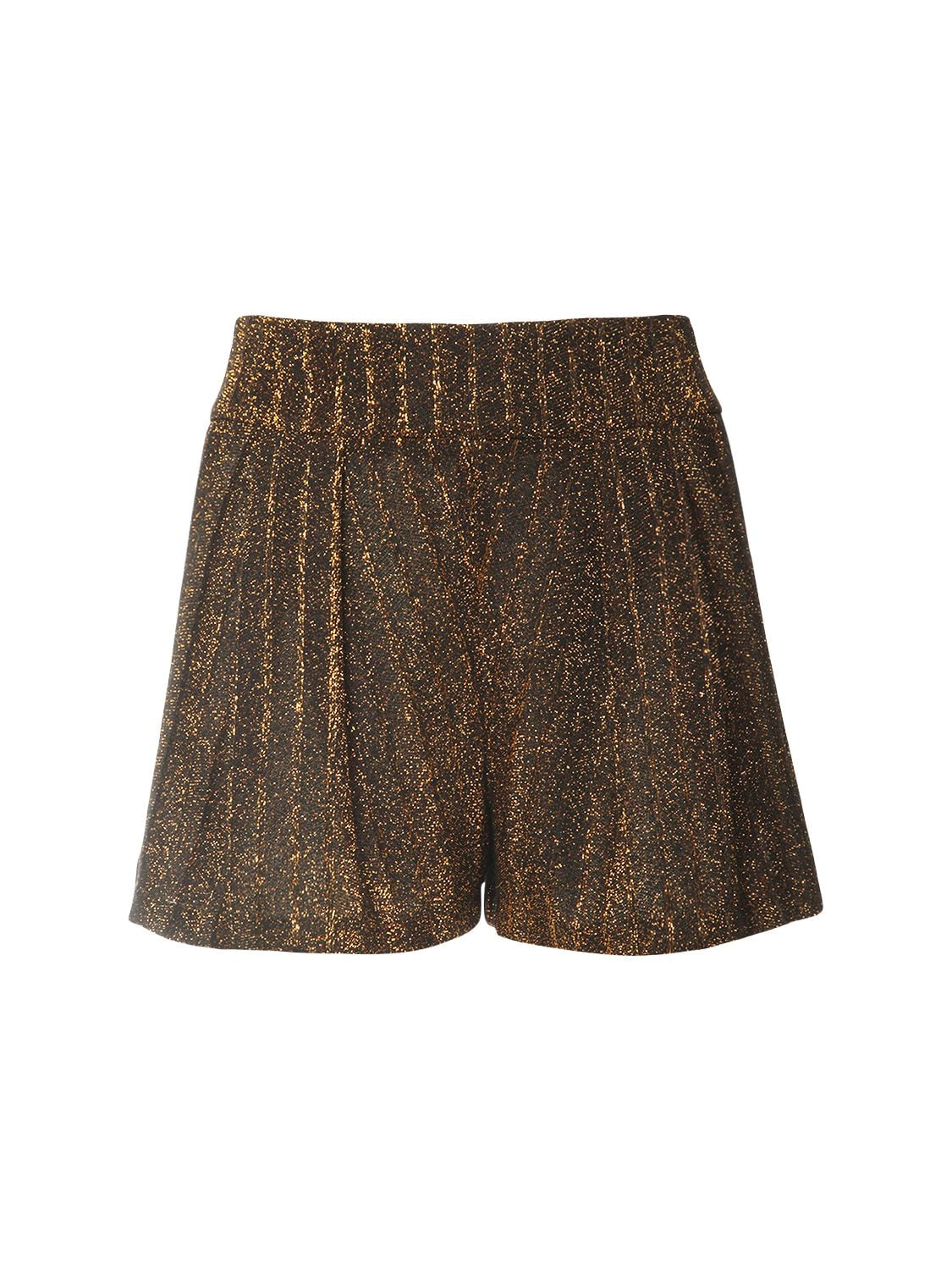Missoni Viscose Blend Knit Mini Shorts In Black,gold | ModeSens