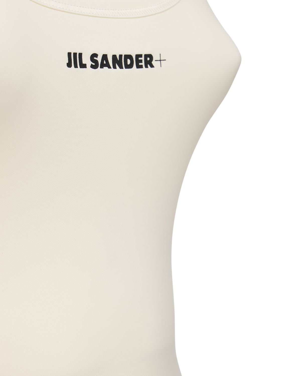 Shop Jil Sander Printed Logo One Piece Swimsuit In Beige
