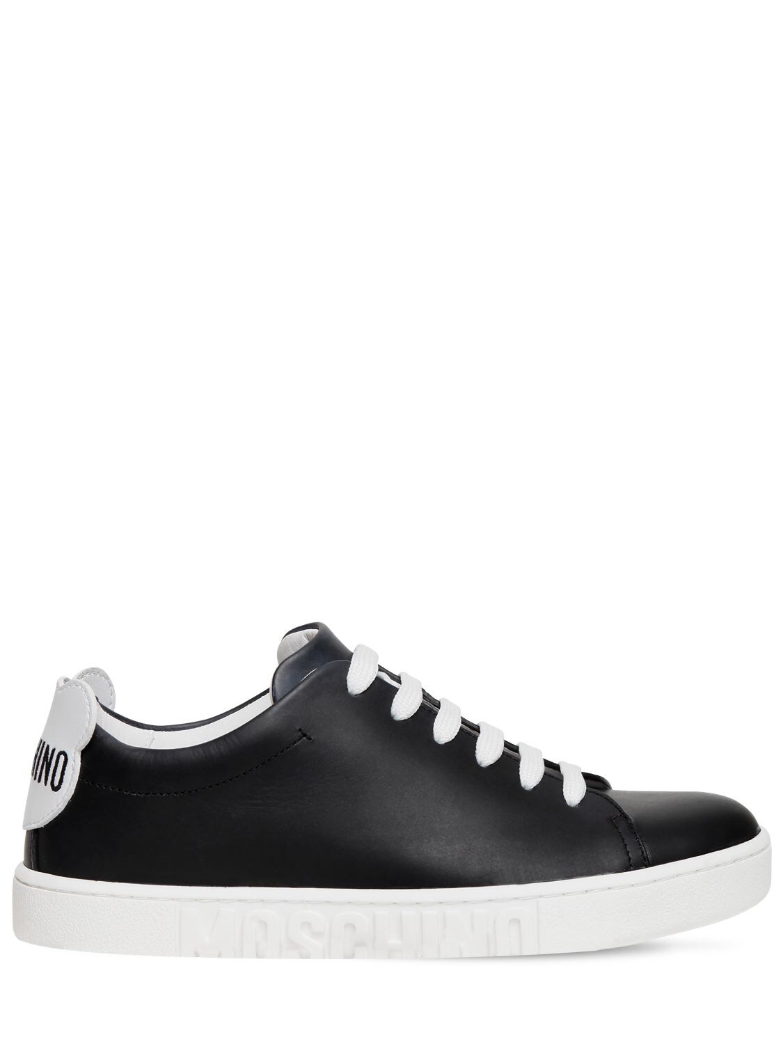 Moschino Teddy Patch Sneakers In Black And White In Black,white