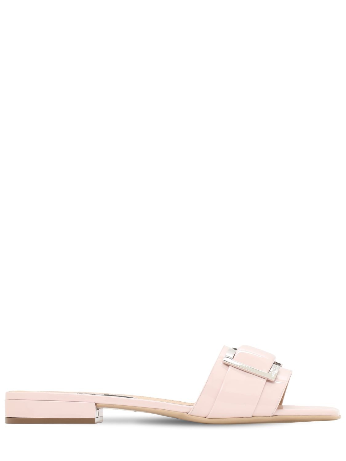 Sergio Rossi 15mm Sr Prince Patent Leather Slides In Pink