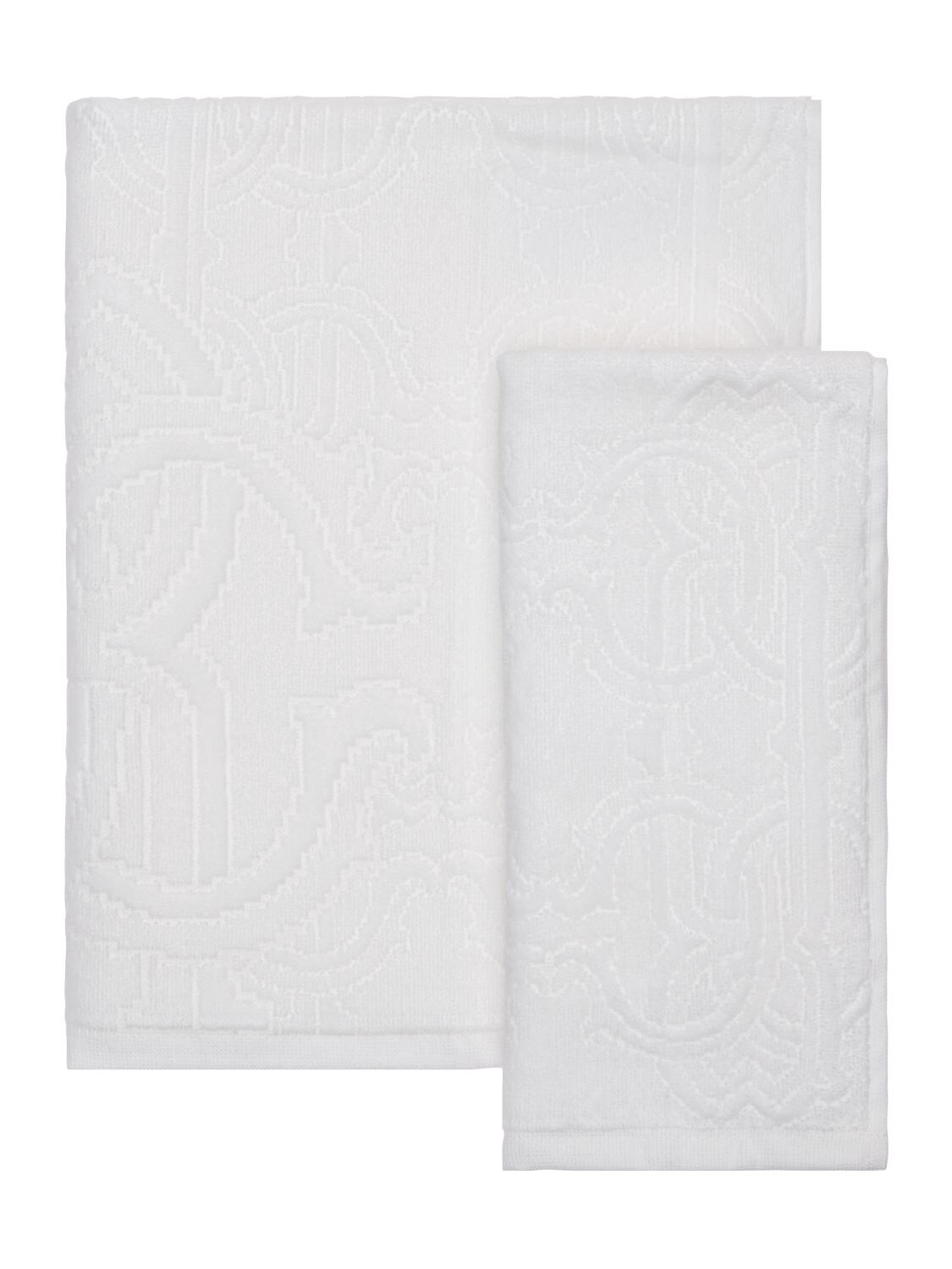 Roberto Cavalli Araldico Set Of 2 Towels In White
