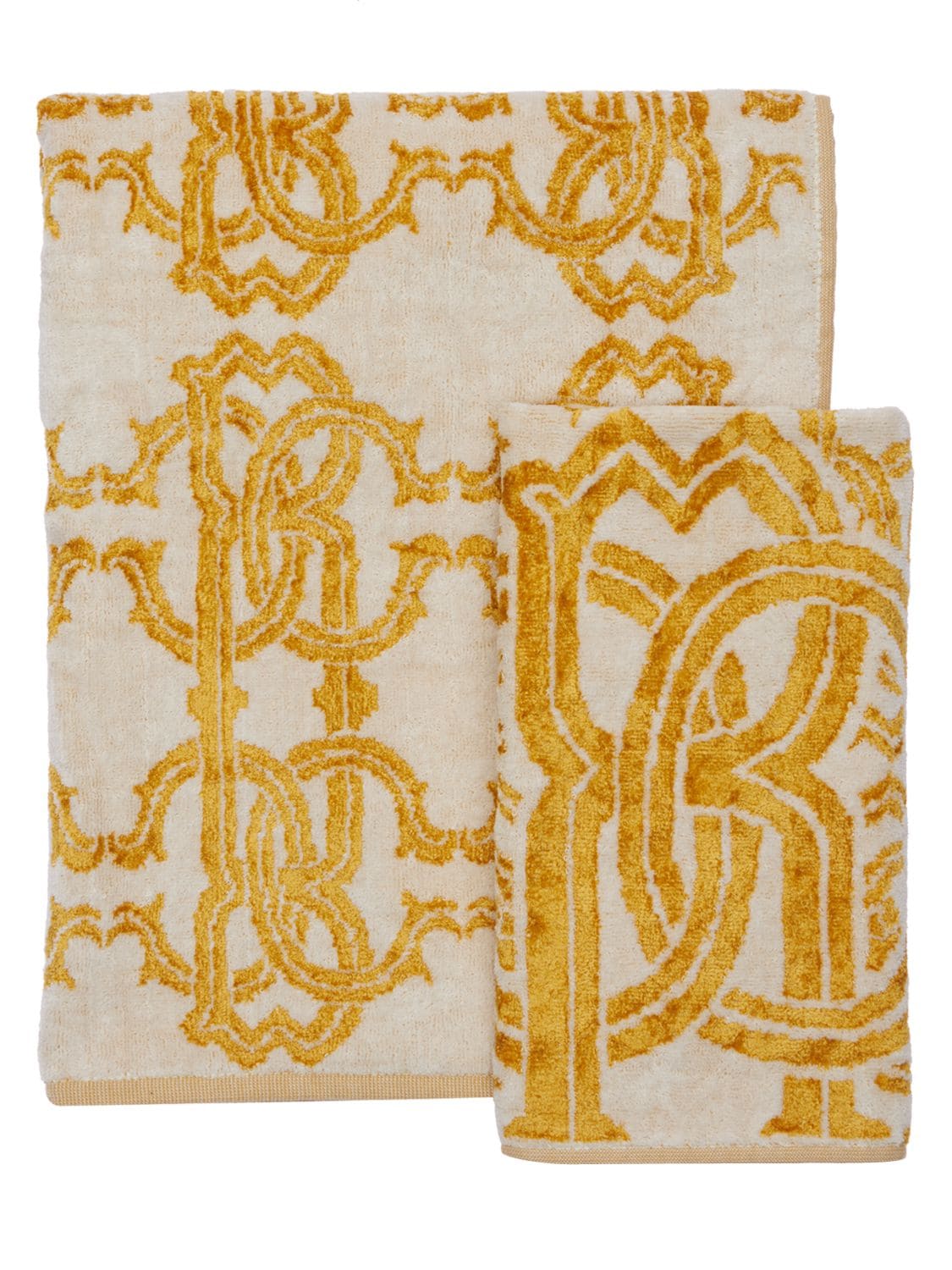 Roberto Cavalli Logo Gold Set Of 2 Towels