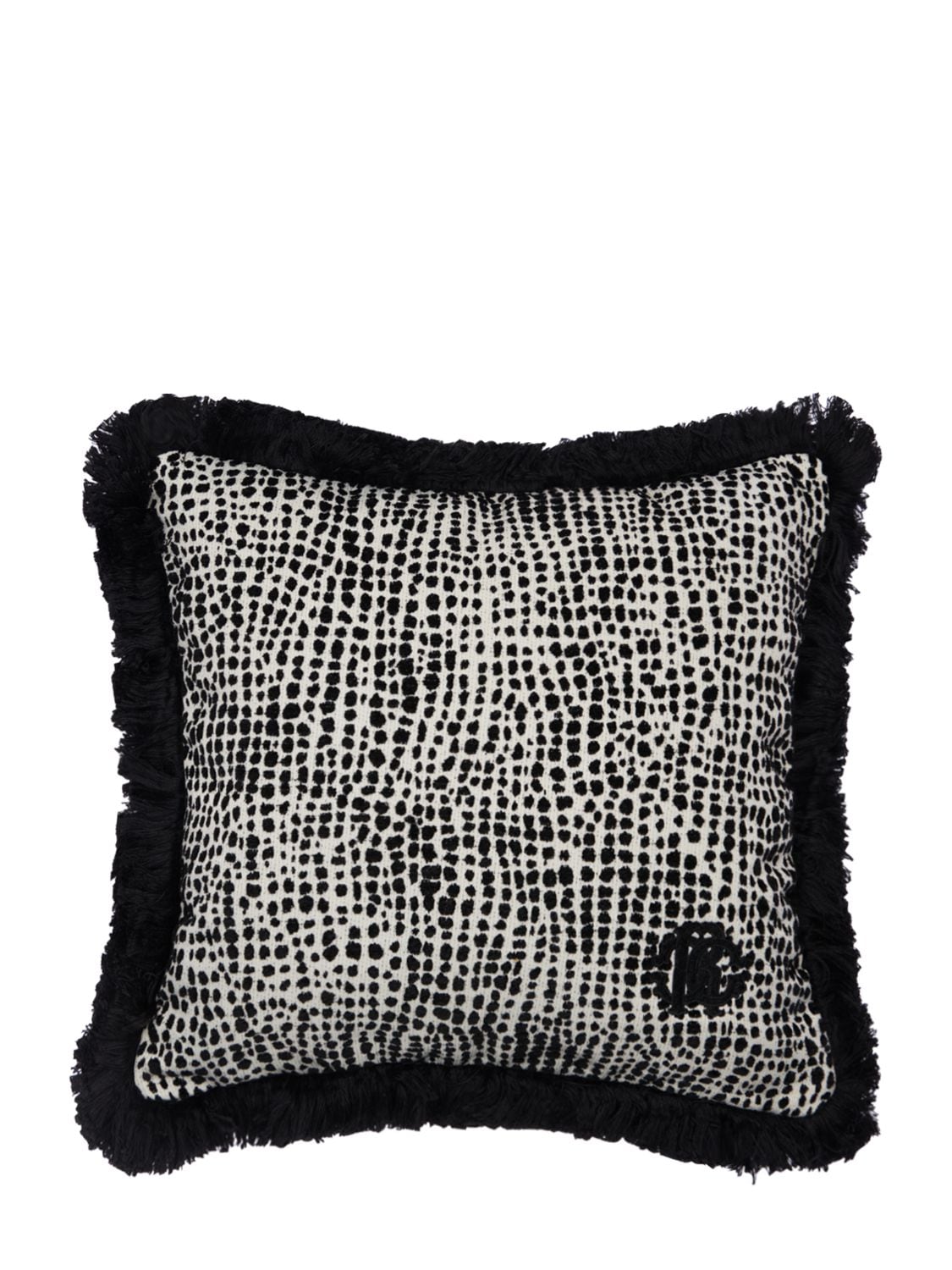 Roberto Cavalli Python Velvet Cushion In Black