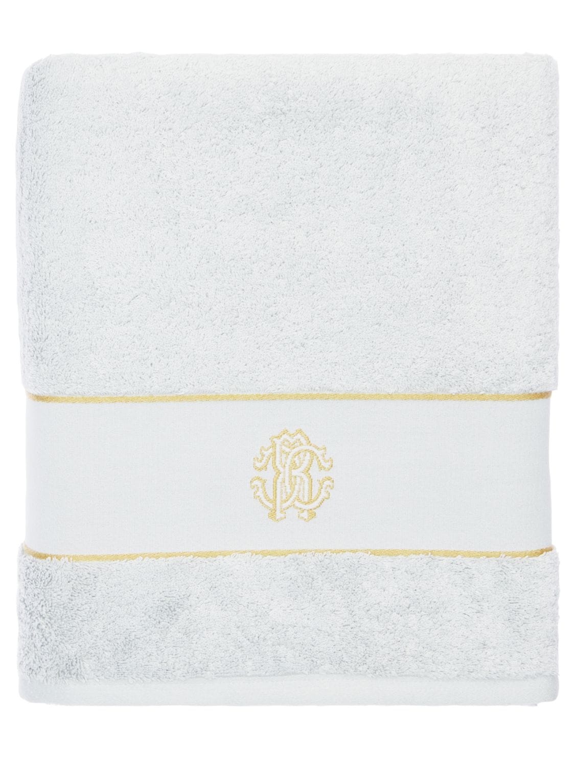 Roberto Cavalli Gold New Cotton Towel In Grey