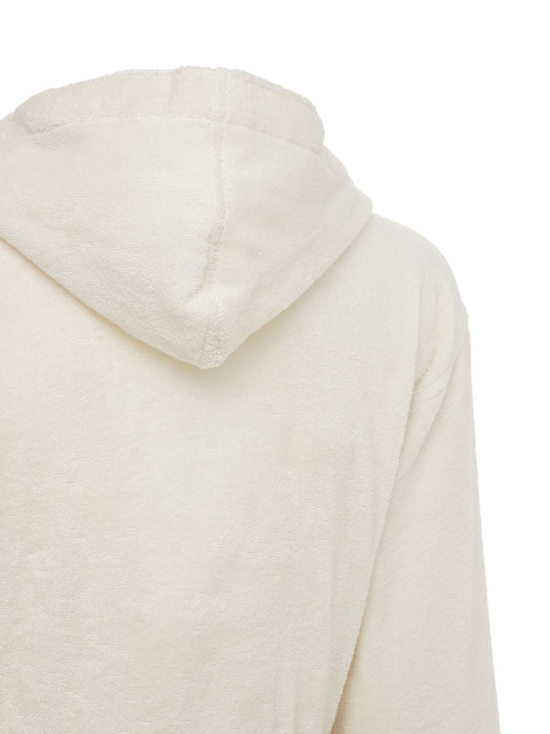 Shop Roberto Cavalli Gold New Hooded Cotton Bathrobe In Ivory