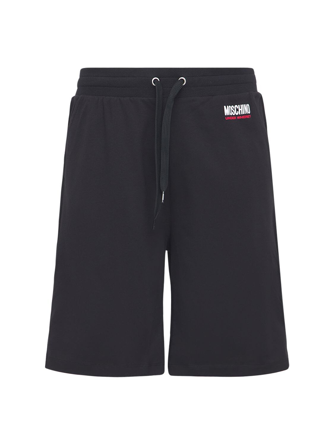 Moschino Underwear Logo Cotton Sweat Shorts In Black