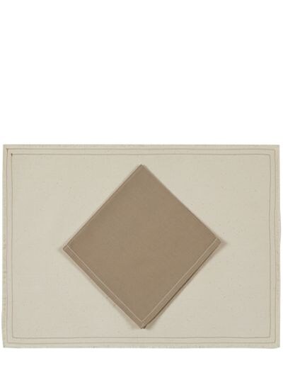 Alessandro Di Marco Set Of Two Placemats & Napkins In Beige